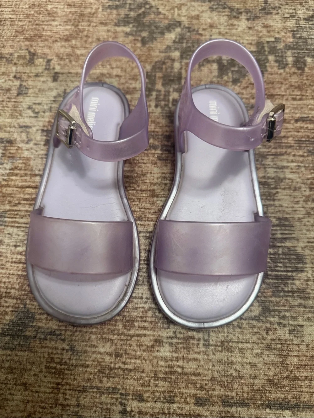 Mini Melissa Kids Translucent Lilac Jelly Sandals with Buckle